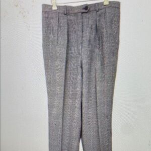 Giorgio Sant Angelo Vintage High Waist Glen Check Orange Pleated Wool Pants 12